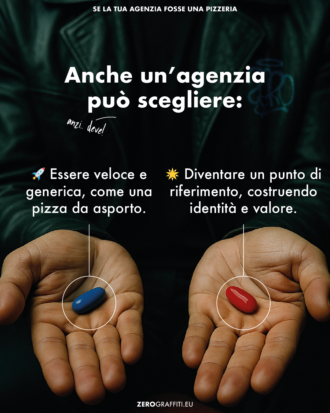 Anche un’agenzia può scegliere: 🚀 Essere veloce e generica, come una pizza da asporto. 🌟 O diventare un punto di riferimento, costruendo identità e valore.
