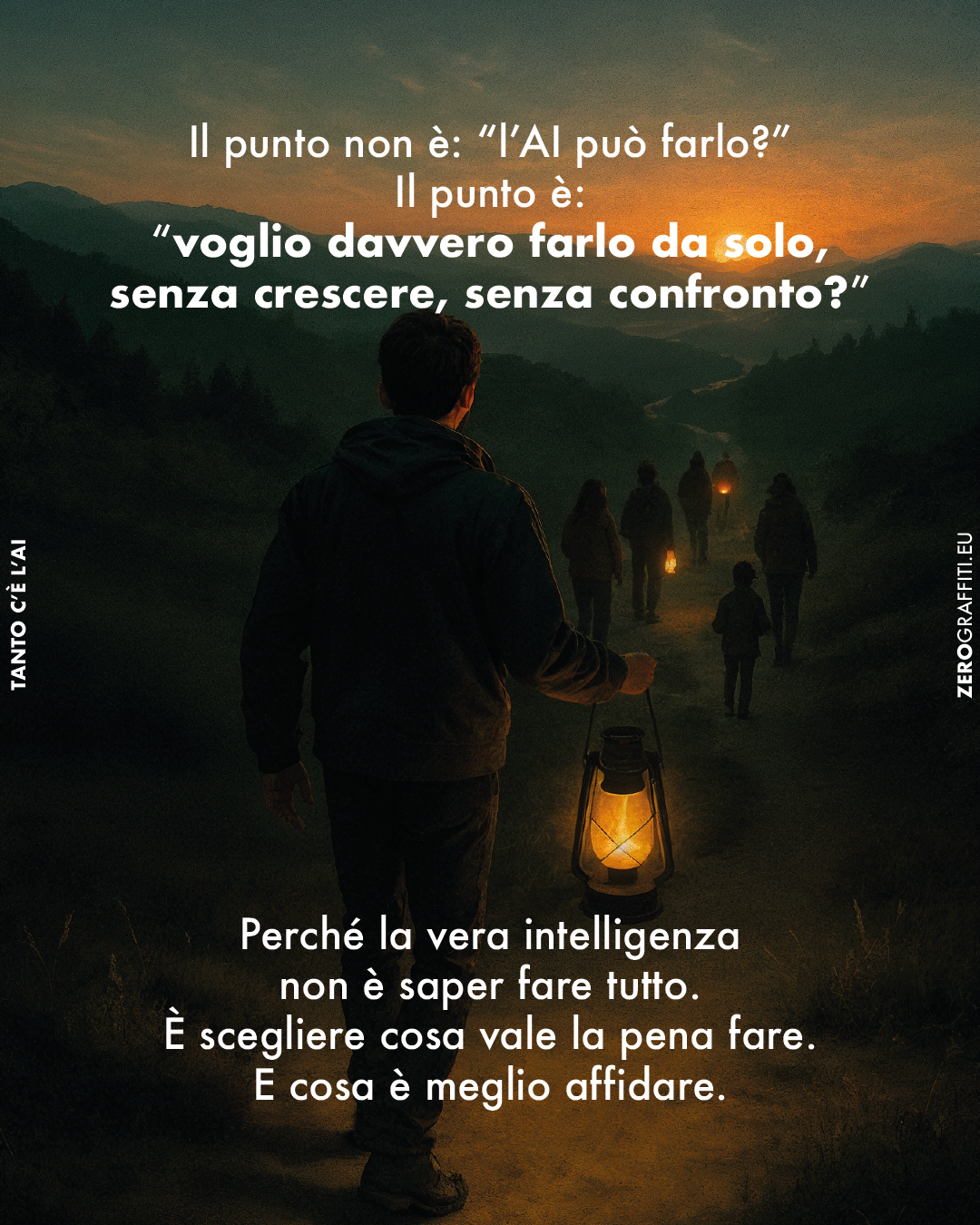 Il punto non è: “l’AI può farlo?” Il punto è: “voglio davvero farlo da solo, senza crescere, senza confronto?” Perché la vera intelligenza non è saper fare tutto. È scegliere cosa vale la pena fare. E cosa è meglio affidare.